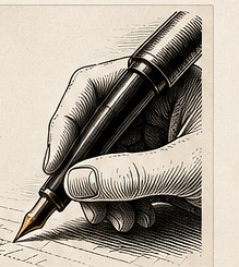 Hand mit Füllfederhalter